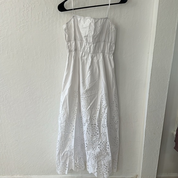Madewell Embroidered White Tank Eyelet Midi Dress Poplin Size 2 - Picture 4 of 11